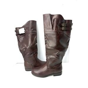 Journee Collection Tori Wide Calf Knee High Riding Boots Brown Size 8.5 NWT/BOX